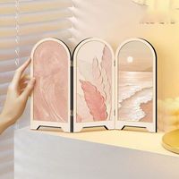 Petit écran en bois 1:6, ornements de bureau, mini meubles de maison 1:12, décorations de maison de poupée, accessoires créatifs pliables