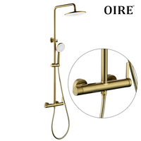 Oire Factory Supply Wholesale Luxury Modern Bathroom Faucet Sets Wall Mounted Brushed Gold Simple Design Rain Shower Set