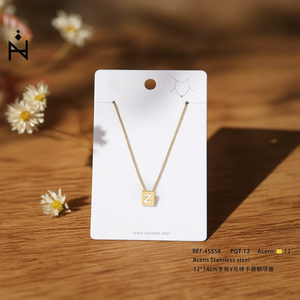 Collana con Ciondolo a Forma di Lettera Z Placcata in Oro Acciaio Inossidabile Gioiello Trendy Unisex Regalo 12x14cm - Product Image 2