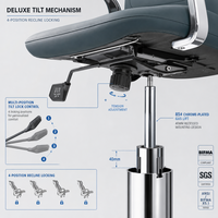 Chaise de bureau de direction à dossier haut en cuir, pivotante avec appui-tête, 4 positions de verrouillage, inclinable, en cuir Nappa, chaise de manager