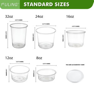 FULING Indonesia Factory 16 oz Fruit Vegetable Deli Contenedor de comida para llevar Desechable To-Go Ensaladera Taza Plástico Acai Bowls - Product Image 5