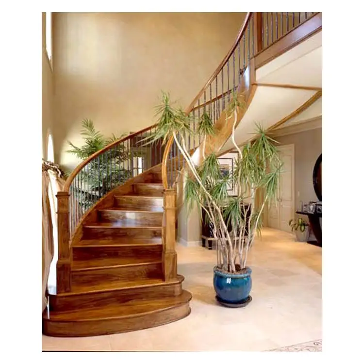 Escalera curvada clásica de hierro para el hogar, escalera curvada de arco recto, de estilo clásico, diseño novedoso, de estilo moderno
