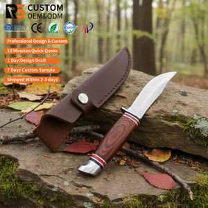 Cuchillo <span class=keywords><strong>de</strong></span> hoja fija con mango <span class=keywords><strong>de</strong></span> madera para caza táctica al aire libre, con funda <span class=keywords><strong>de</strong></span> cuero, superventas - Product Image 1