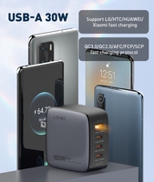 Chargeur GaN LDNIO Q408 100W OEM, pliable, multi-ports (4 ports), charge rapide pour téléphone portable, USB C, ordinateur portable