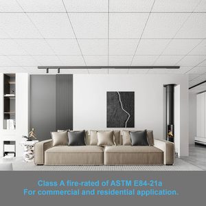 Pannello Acustico in Fibra Minerale con Grado di Protezione Antincendio Classe <span class=keywords><strong>A</strong></span> per Controsoffitti <span class=keywords><strong>a</strong></span> Sospensione con Profili <span class=keywords><strong>a</strong></span> T - Product Image 2