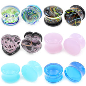 Alisouy 2 uds colorido amor corazón redondo vidrio tapones para los oídos túneles Guges Camilla expansor extensor pendientes Piercing joyería del cuerpo - Product Image 1