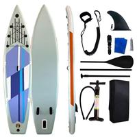 Planche de SUP gonflable extra longue 366x86x15cm pour le touring et la course, adaptée à tous les niveaux, en PVC de qualité militaire Drop Stitch, avec 3 ailerons