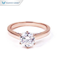 Tianyu Gems Özel DEF Yuvarlak Mozanit Nişan Yüzüğü 14K18K Gül Altın 6 Çatal Yan Pave Bantlı Kadın Gelin Özel Takı