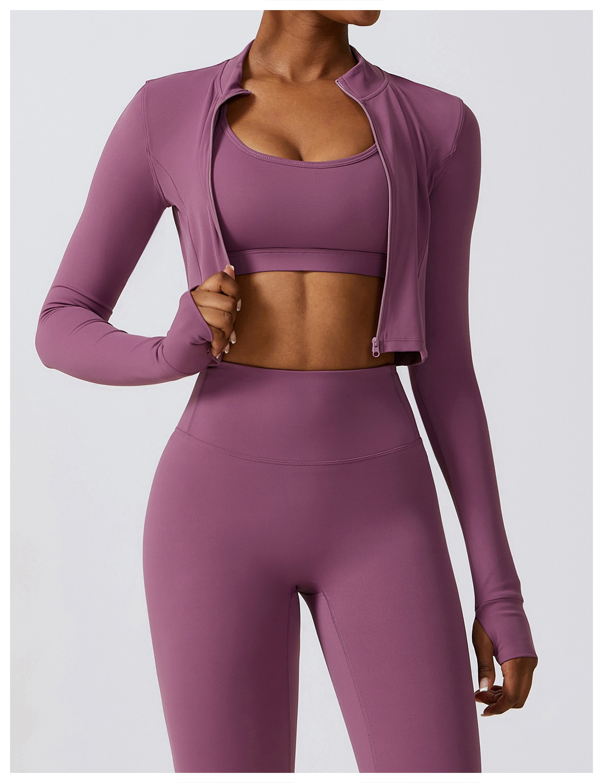 High Quality Yoga Womans Clothing Women Long Sleeve Gym Top Fitness Autumn Sports Ladies Stand Collar Full Zip up Yoga Tight