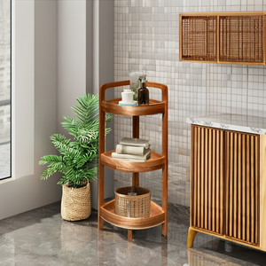 מרחב קטן רב תכליתי קטן 3 מתלה פינת עץ לתצוגה חדר אמבטיה לעמוד מקלחת מדף עבור סלון וריהוט מטבח - Product Image 3