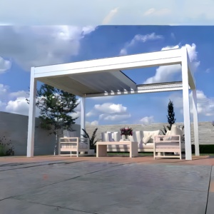 Pérgola de Aluminio Personalizada al por Mayor OEM, Tamaños 3x3, 3x4, 6x4m, Estructura con Recubrimiento en Polvo, Pérgola Retráctil Eléctrica para Exteriores y Patios - Product Image 4