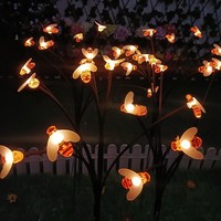 Lampes solaires LED à fibres optiques IP65 en forme de papillon pour l'extérieur, style européen, pour cour et pelouse