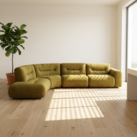 VONLIVA Canapé d'angle en velours chenille courbé vert moutarde de style italien, minimaliste, moderne et luxueux, de forme irrégulière, grand modèle
