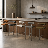 Tabouret de bar contemporain de 65 cm de hauteur avec coussin cylindrique et structure métallique – Vente en gros