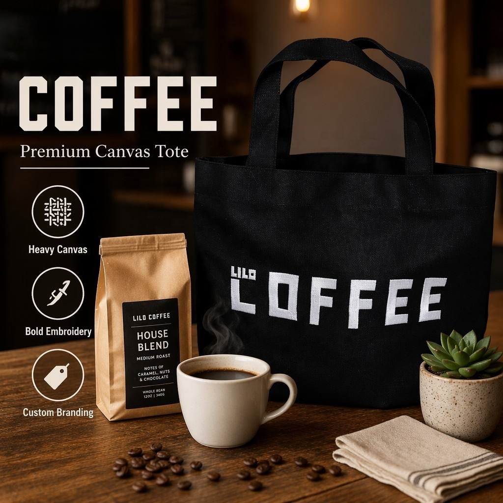 Embroidered 12oz Cotton Canvas Tote Bag Heavy Duty Reusable Shopping Grocery Bag Retail Business Gift