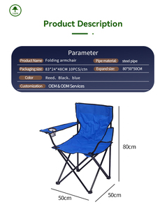 Bestseller Sedia Pieghevole Portatile Blu in Tessuto Leggero con Braccioli per Parco, Picnic, Attività all'Aperto, Campeggio, Pesca e Barbecue - Product Image 6
