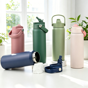 Custom Logo Double Wall Vacuum Insulated Sports <b>Flask</b> Multi-size 14oz 17oz 24oz 25oz Stainless Steel Water Bottle with Straw - Product Image 1
