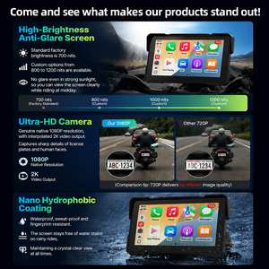 JMC Nueva Pantalla Táctil Inalámbrica de 7 Pulgadas para Motocicleta, con Carplay y Android Auto, Resistente al Agua, con Cámaras Delanteras y Traseras, WiFi - Product Image 2