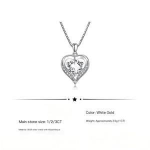 डोडो कारखाने के गहने s925 स्टर्लिंग चांदी जिरकॉन और vvs1 dकलर मोइससानाइट दिल पेलेंट हार 12/15 - Product Image 6