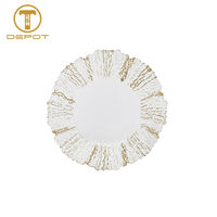 Assiette de présentation durable et moderne de 13 pouces en verre doré, argenté ou or rose, avec motif floral, pour la décoration de table de mariage ou de fête