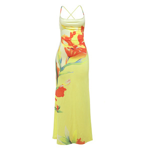 Vestidos Largos de Verano para Mujer, Elegantes, con Estampado Floral y Cuello Halter, Ajustados, con Cintura Cruzada, a la Moda - Product Image 6