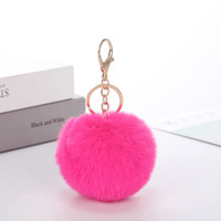 Vente en gros de sac de voiture pendentif en peluche avec pompon multicolore de 8cm en fausse fourrure de lapin porte-clés