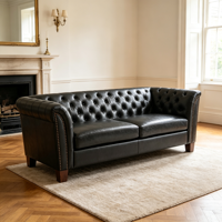 Meubles de salon antiques de luxe, canapé Chesterfield en cuir véritable, canapé haut de gamme pour chambre à coucher, hôtel, bureau
