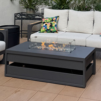 Brûleur à gaz rectangulaire en acier inoxydable à double foyer de 70 cm pour table de foyer extérieure