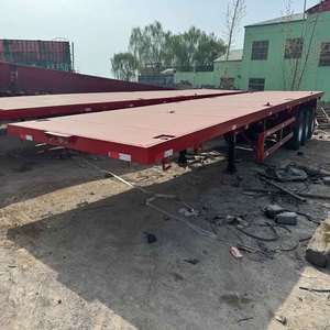 13 metros de longitud 40 pies contenedor de transporte <span class=keywords><strong>remolque</strong></span> de cama plana 3 ejes semirremolque de cama plana usado para la venta - Product Image 4