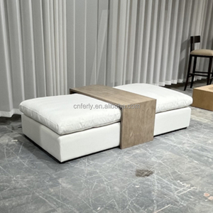 Salotto moderno in stile americano in <span class=keywords><strong>legno</strong></span> <span class=keywords><strong>di</strong></span> spessore tavole in <span class=keywords><strong>legno</strong></span> massello tessuto modulare cascata tavolino ottomana - Product Image 5