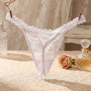 Culottes fines en dentelle blanche pour femmes, broderie florale, maille sexy, string taille basse, grandes tailles, vente en gros - Product Image 2