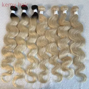 Wholesale 613 Blonde Virgin Hair Weave Brazilian Bundles Human Hair Can dye Can Bleached With HD lace Frontal Closure