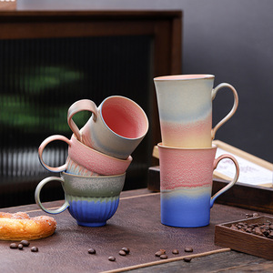 Taza de Cerámica Vintage con Degradado de Color para Té, Café y Postres, Ideal para el Hogar, Restaurantes, B&B y Parejas - Tazas y Platillos - Product Image 6