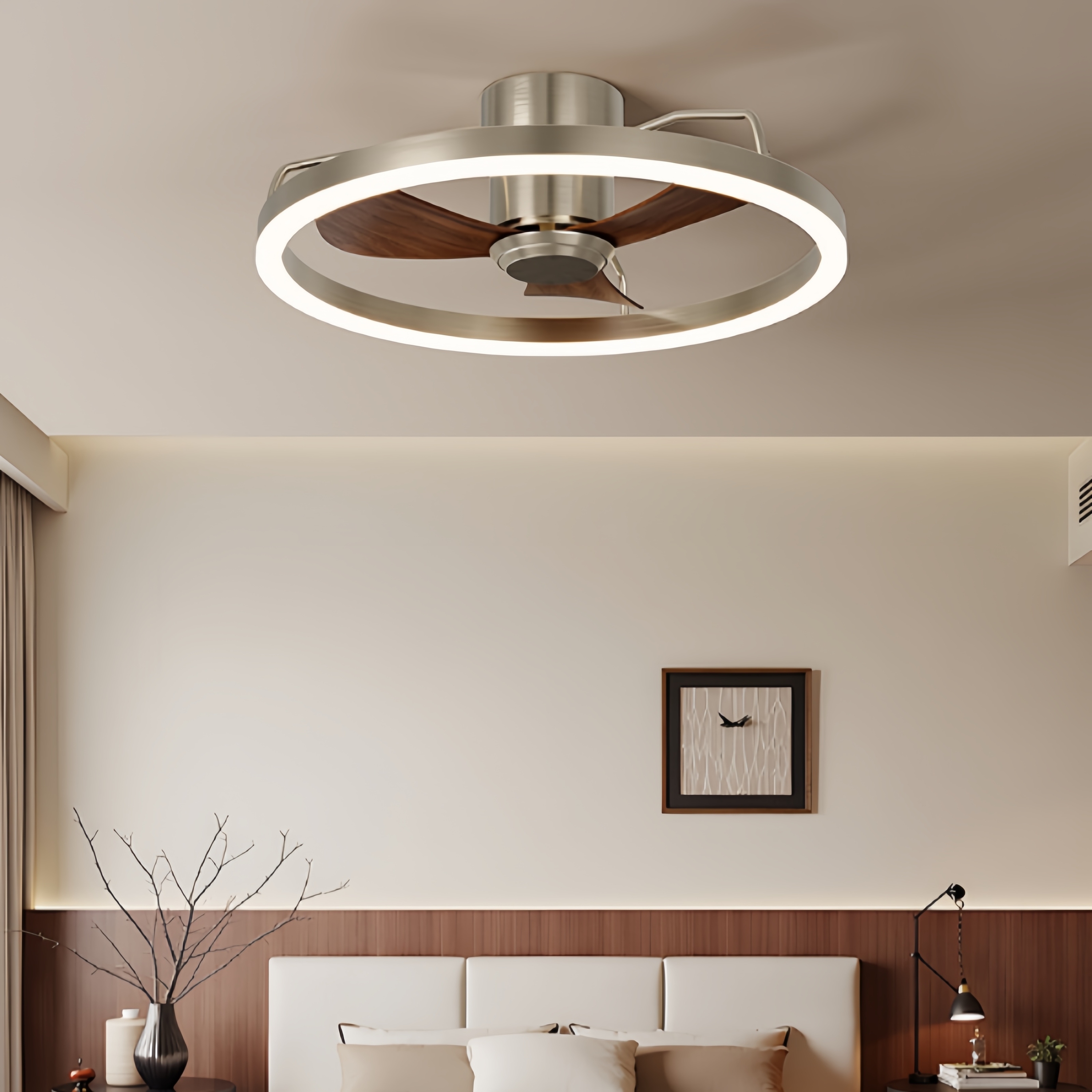 ABS Blades LED Iron Ceiling Fan Chandelier Lamp for Home Bedroom Hotel Living Room n Chandelier Lamp