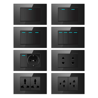 Interruptor de Pared de Vidrio Templado Becky QB118-Series, 2 Tomas de Corriente, 3 Interruptores, 2 Puertos USB-A + 2 Puertos USB-C, IP23, Fácil Instalación