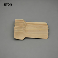 Cuillère à gâteau compostable en bois de bouleau de 95 mm, spatules à condiments miniatures jetables biodégradables en bois de qualité supérieure, pelle à crème