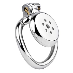 Jaula de Castidad Metálica Plana FRRK con Orificio, Dispositivo de Castidad Masculino, Jaula para Pene, Candado para Pene, Juguetes Sexuales para Hombres - Product Image 1