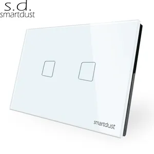 Smartdust US AU Suit La mayoría de las luces LED Panel de vidrio 2 Gang Touch Dimmer Interruptor de luz para Smart Home