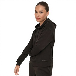 Sudadera con capucha de color liso para mujer, de manga larga, de algodón tejido, transpirable, con bolsillos, para otoño - Product Image 5