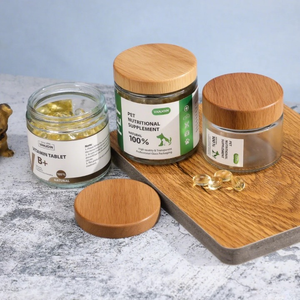 Haute qualité médecine Capsule poudre pot 250ml rond noir pharmacie verre supplément pot rond papier cadeau boîte vis couvercle en plastique - Product Image 1