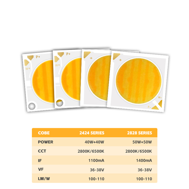 LED Photography Stage Light Commercial Lighting Bicolor 2424 Series 80/100W 2800K-6500K Ra95 COB LED Chips 3-Year Warranty 120