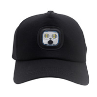 Gorra de Béisbol Deportiva HKZB Personalizada, Recargable por USB, 100% Algodón, con Letras, 5 Paneles, Luces LED, Ajuste de Brillo de 3 Niveles