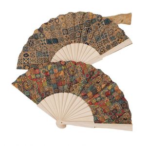 Éventail pliant en bambou personnalisé, style art populaire écologique, motif sculpté, impression sur liège, cadeau d'affaires artisanal, portable - Product Image 1