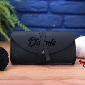 Custom Pu Leather <b>Hook</b> Case Yarn Needle Organizer Vintage Multifunction <b>Crochet</b> Bag Personalized Travel Gift for Knitter - Product Image 6