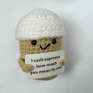 Tasse à café en crochet positive, décoration de bureau, cadeaux d'anniversaire <span class=keywords><strong>pour</strong></span> femmes et hommes, poupée en crochet avec carte positive, tasse à café positive - Product Image 6