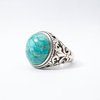 S925 Silber Kristallbesetzter Vintage Gravierter Ring