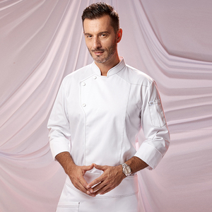 Ropa de trabajo de chef de manga larga tela tejida Otoño Invierno Hotel Catering restaurante uniformes de cocina para Bar restaurante - Product Image 2