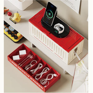 Boîte de rangement pour câbles, organiseur transparent pour chargeurs de téléphone, organiseur de fils pour <span class=keywords><strong>tiroir</strong></span>, bureau, maison - Product Image 2