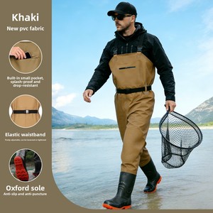 Pantalon et <span class=keywords><strong>combinaison</strong></span> de pêche en PVC imperméable et coupe-vent pour hommes, idéal pour l'observation des marées - Product Image 6