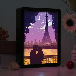 Cadeaux pour couples, baiser d'amoureux, amour, Tour Eiffel Paris, Saint-Valentin, boîte à lumière en papier découpé, lampe <span class=keywords><strong>de</strong></span> <span class=keywords><strong>nuit</strong></span> LED, écologique, personnalisé - Product Image 4